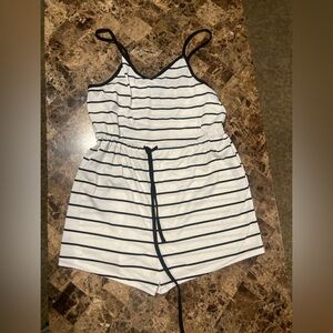 PatPat Black and White Striped Romper
